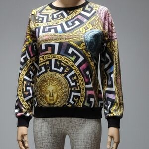 Tmani Medusa & Greek Key Baroque Graphic Sweatshirt - Size: Jr. L